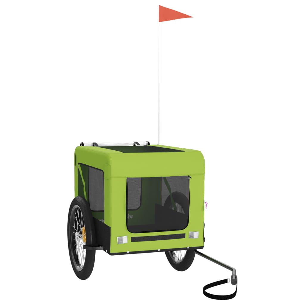 Pet Bike Trailer Green and Black Oxford Fabric and Iron