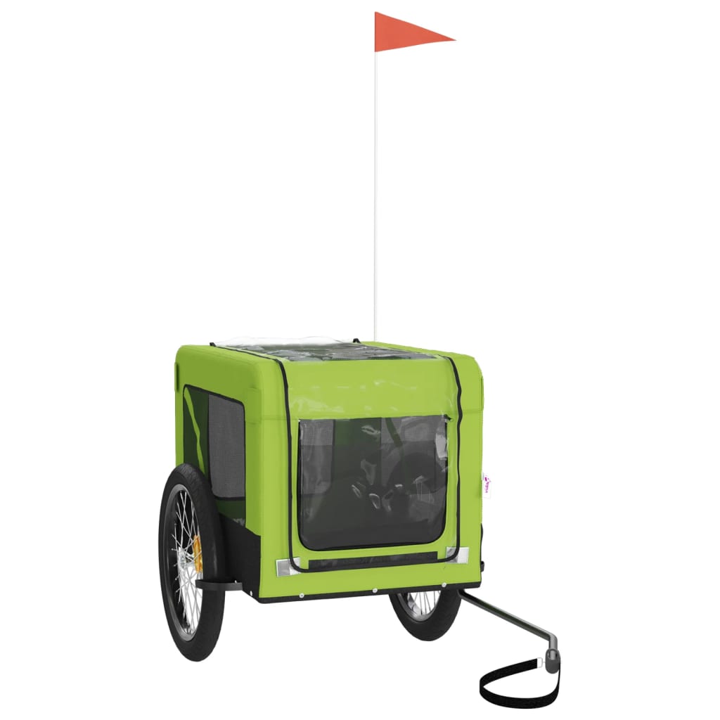 Pet Bike Trailer Green and Black Oxford Fabric and Iron