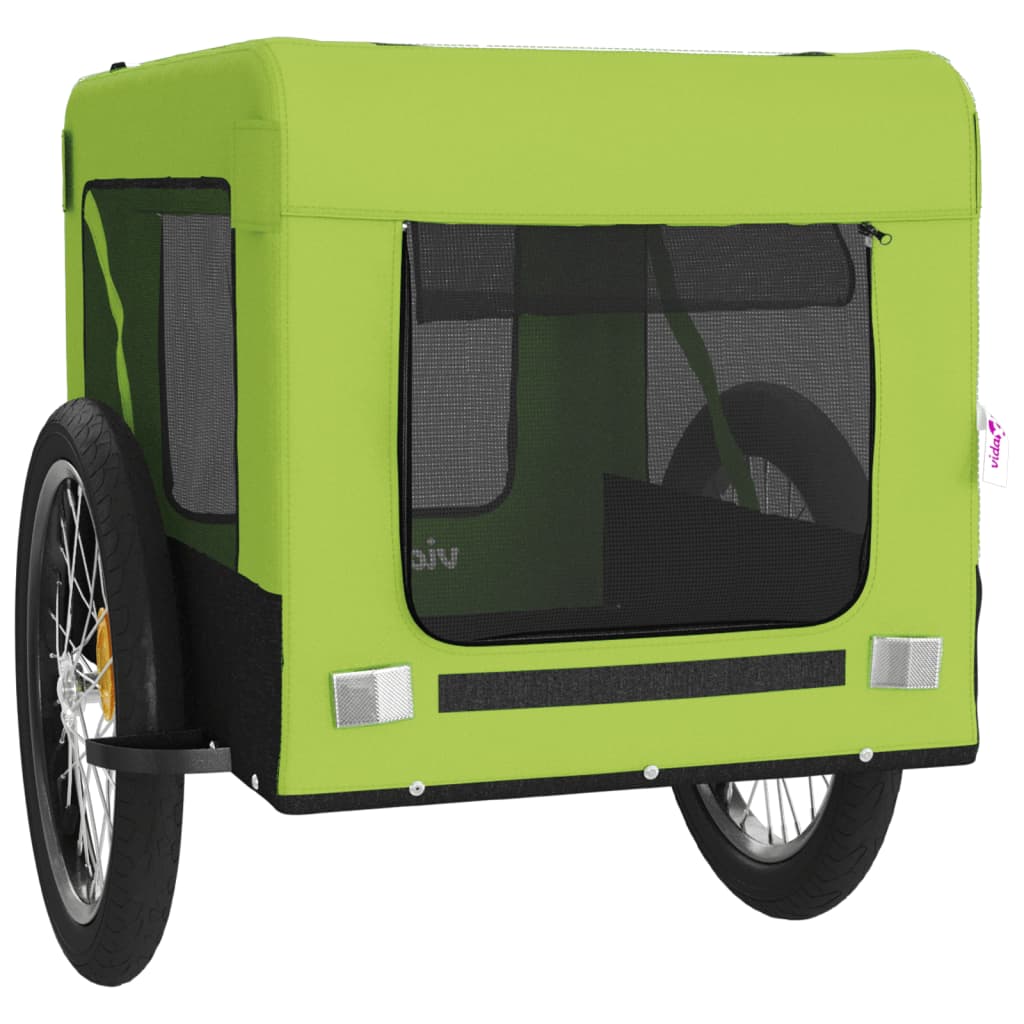 Pet Bike Trailer Green and Black Oxford Fabric and Iron