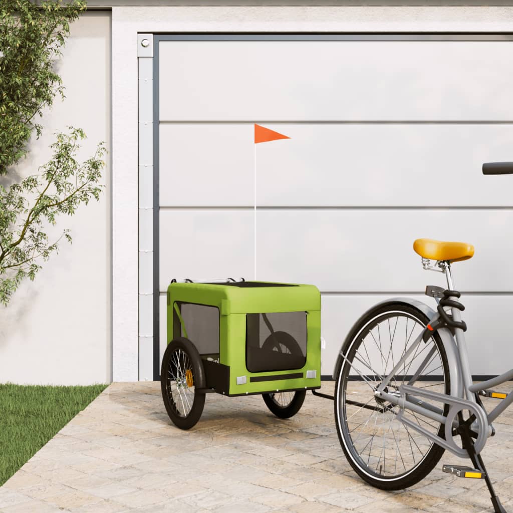Pet Bike Trailer Green and Black Oxford Fabric and Iron