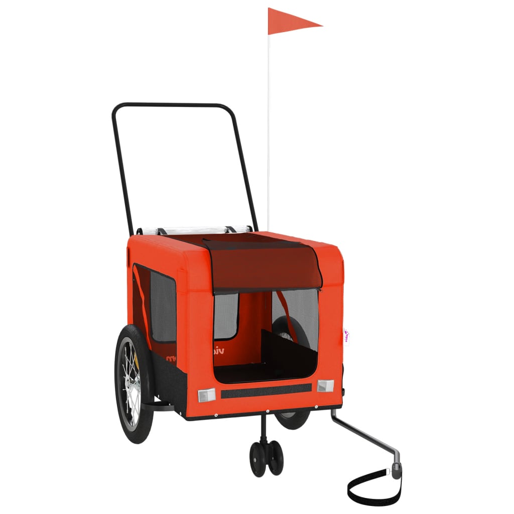 Pet Bike Trailer Orange and Black Oxford Fabric and Iron