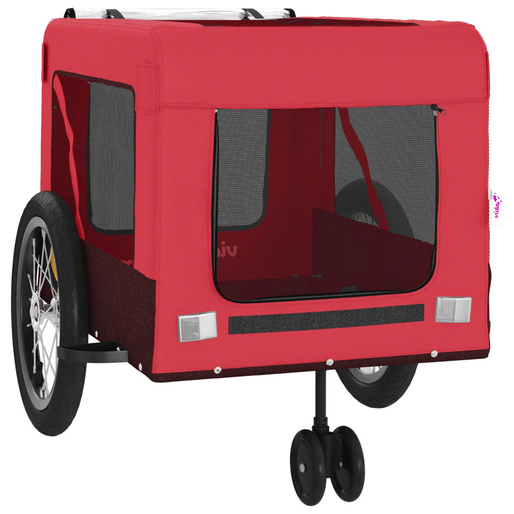 Pet Bike Trailer Red and Black Oxford Fabric and Iron