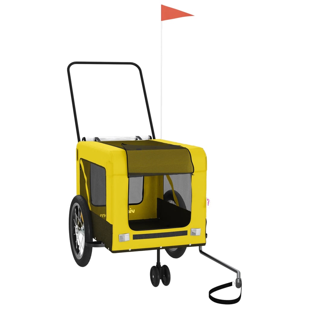 Pet Bike Trailer Yellow and Black Oxford Fabric and Iron