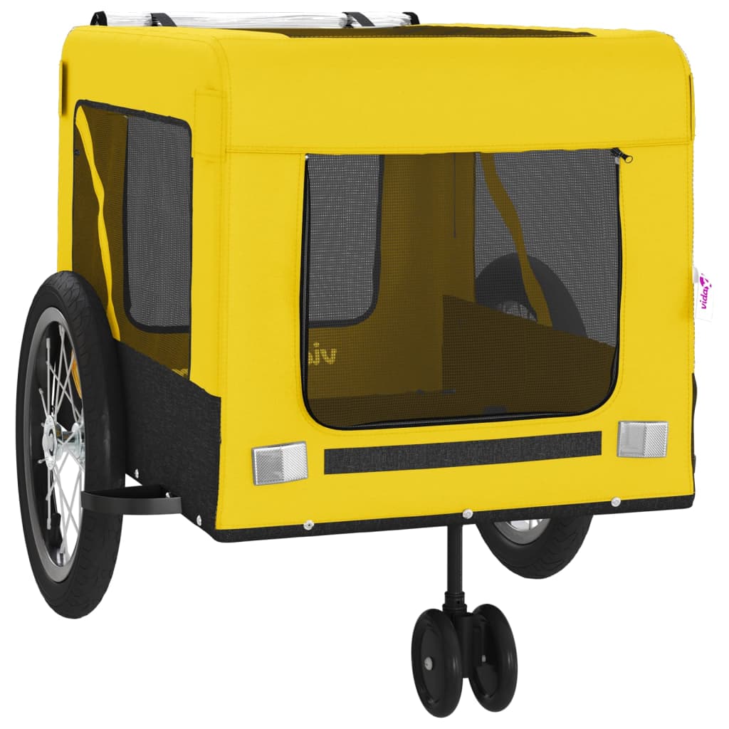 Pet Bike Trailer Yellow and Black Oxford Fabric and Iron