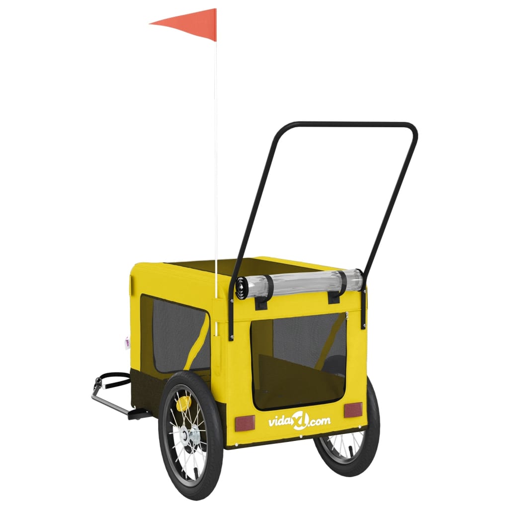 Pet Bike Trailer Yellow and Black Oxford Fabric and Iron