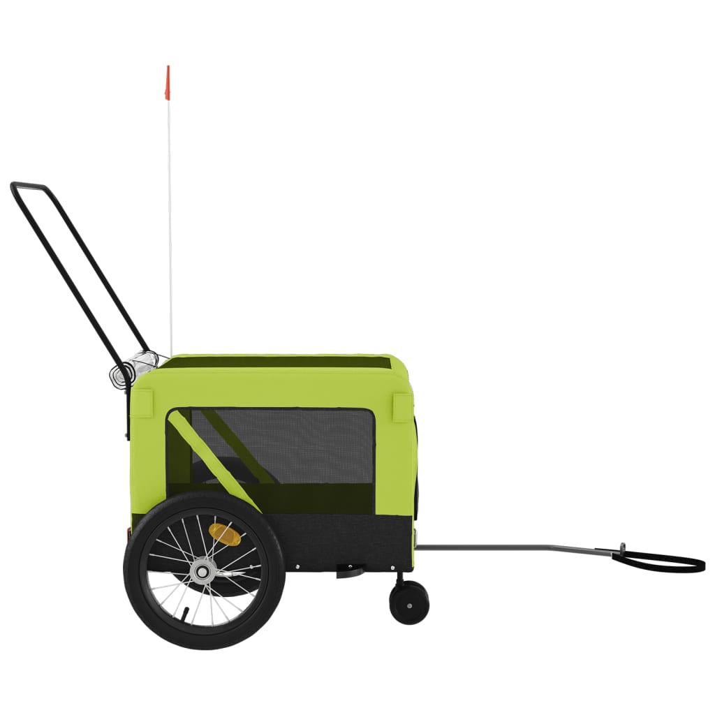 Pet Bike Trailer Green and Black Oxford Fabric and Iron