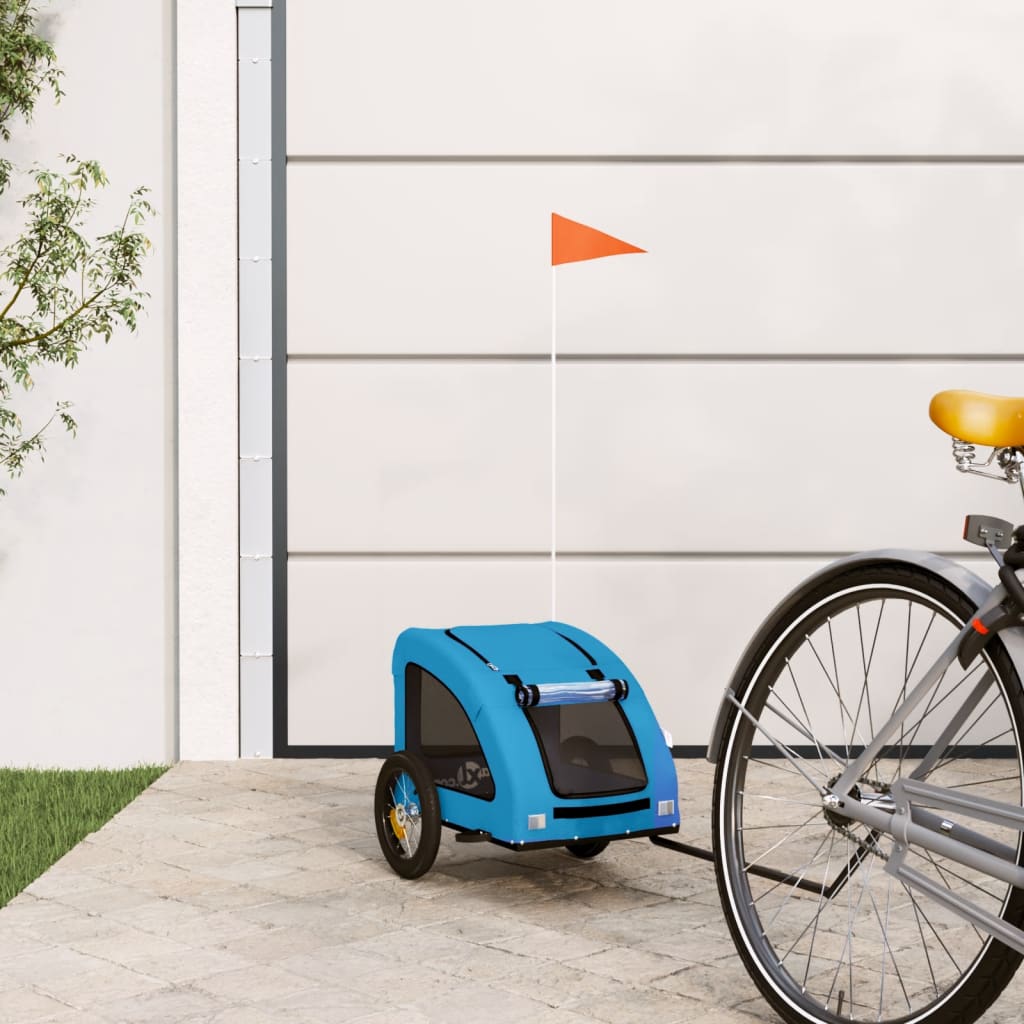 Pet Bike Trailer Blue Oxford Fabric and Iron