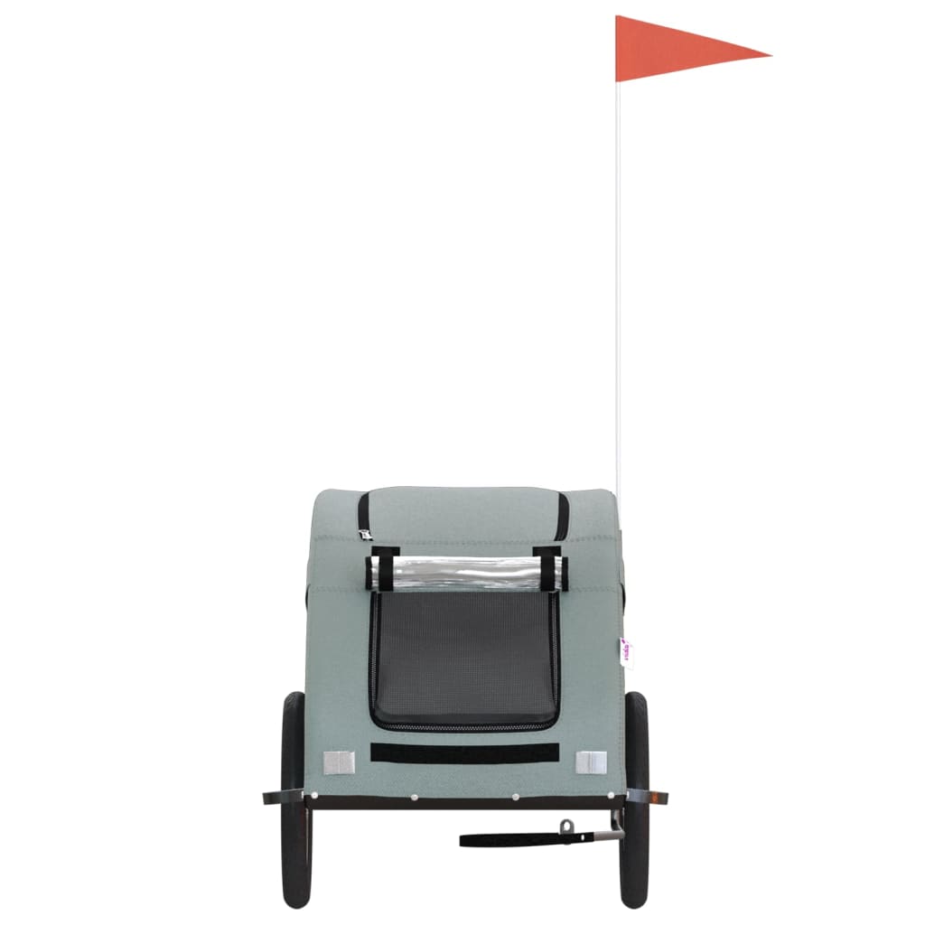 Pet Bike Trailer Grey Oxford Fabric and Iron