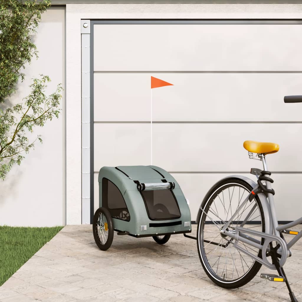 Pet Bike Trailer Grey Oxford Fabric and Iron