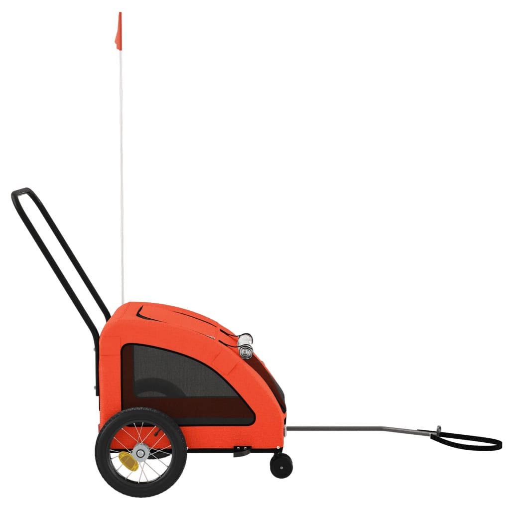 Pet Bike Trailer Orange and Grey Oxford Fabric and Iron