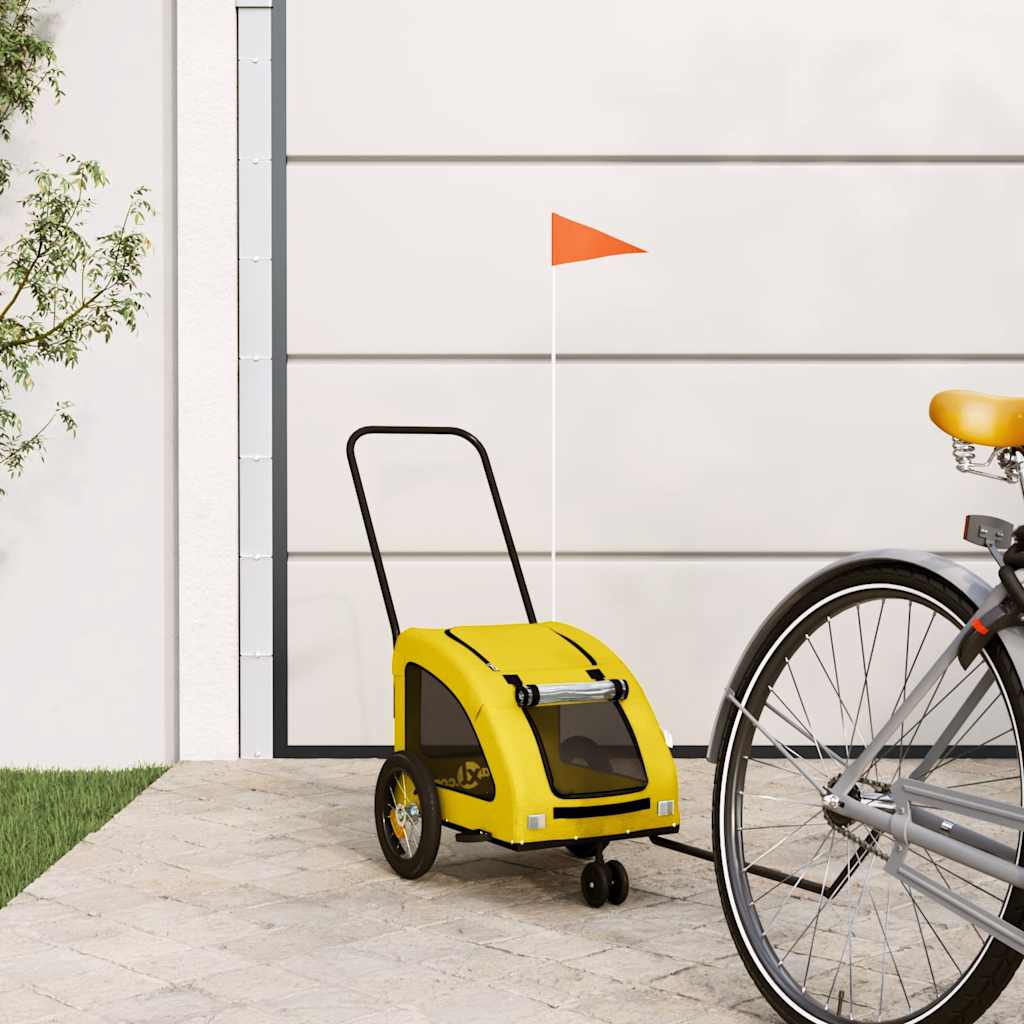Pet Bike Trailer Yellow Oxford Fabric and Iron