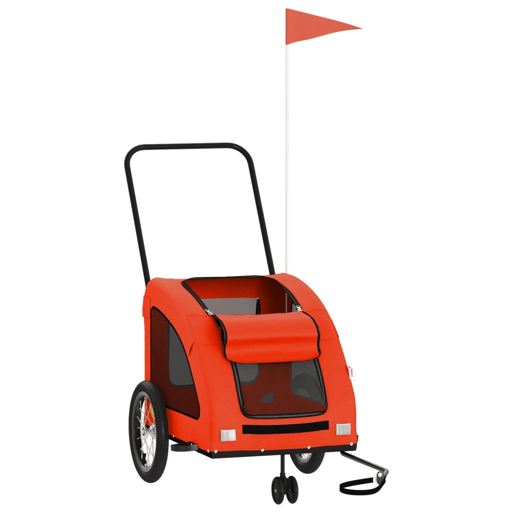 Pet Bike Trailer Orange Oxford Fabric and Iron