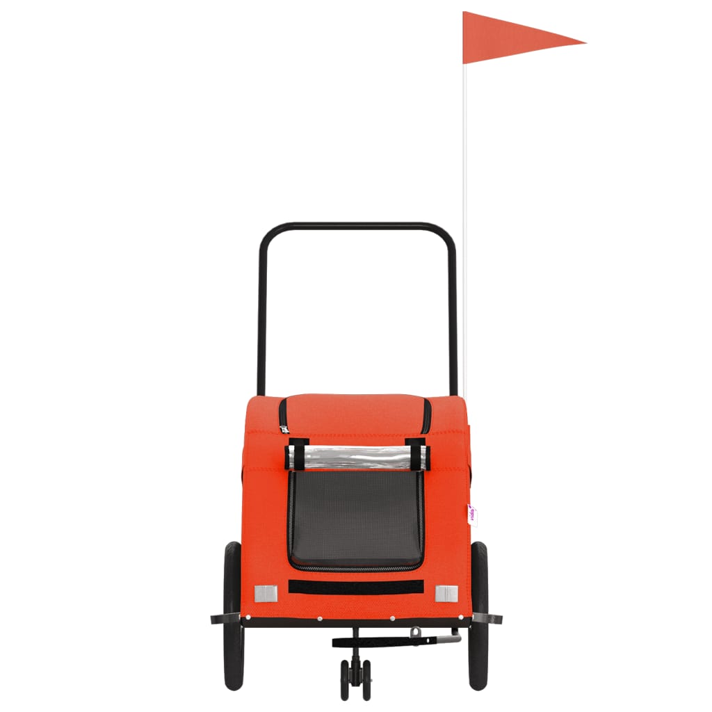 Pet Bike Trailer Orange Oxford Fabric and Iron
