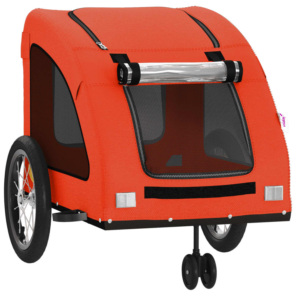 Pet Bike Trailer Orange Oxford Fabric and Iron