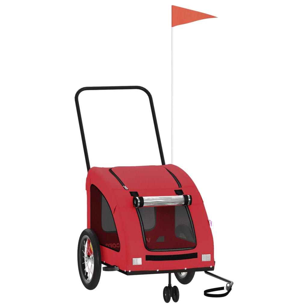 Pet Bike Trailer Red Oxford Fabric and Iron