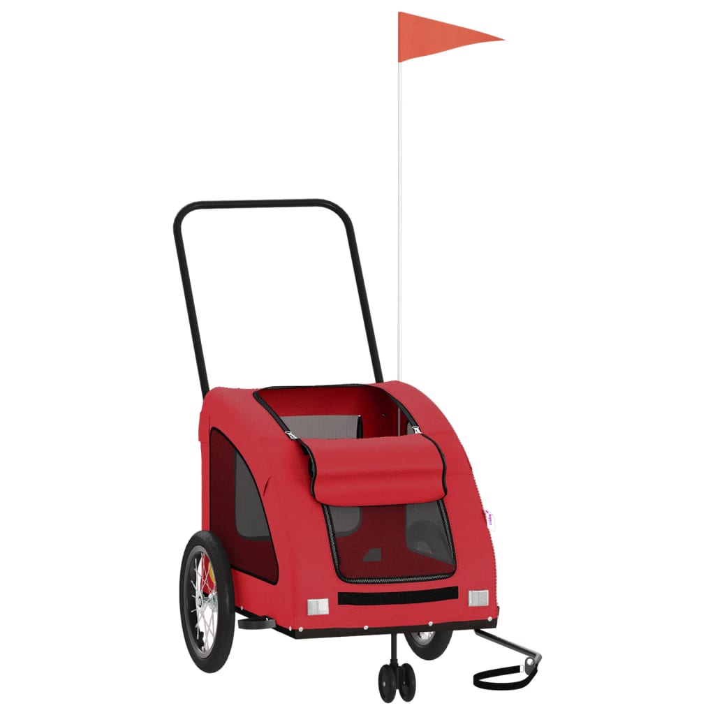 Pet Bike Trailer Red Oxford Fabric and Iron