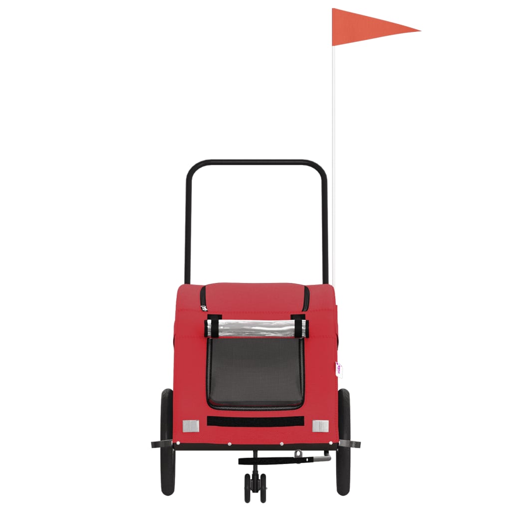 Pet Bike Trailer Red Oxford Fabric and Iron