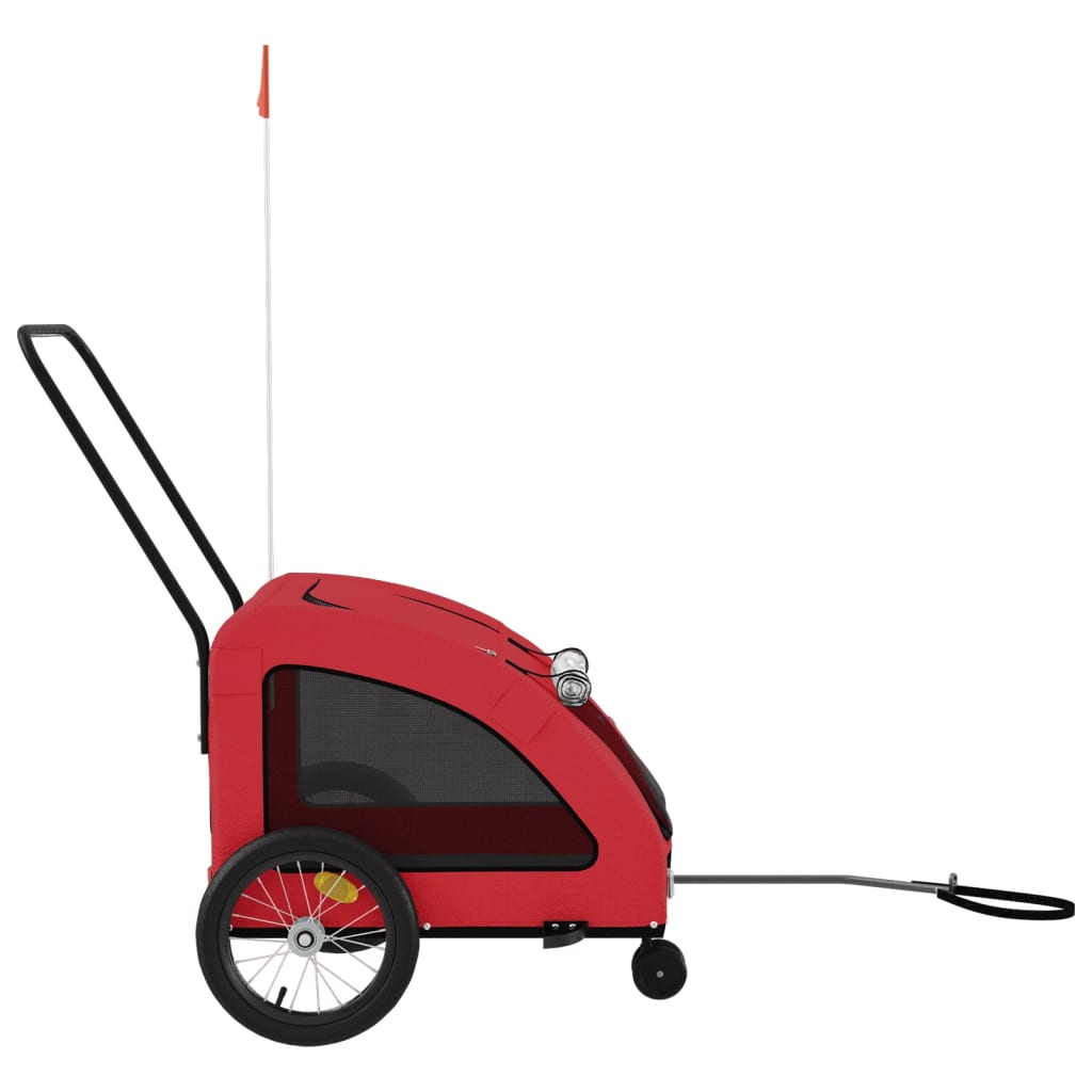 Pet Bike Trailer Red Oxford Fabric and Iron