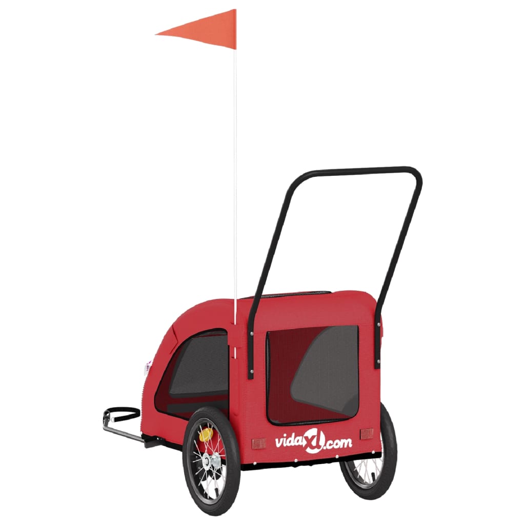 Pet Bike Trailer Red Oxford Fabric and Iron