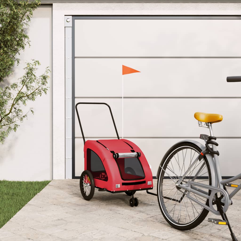 Pet Bike Trailer Red Oxford Fabric and Iron