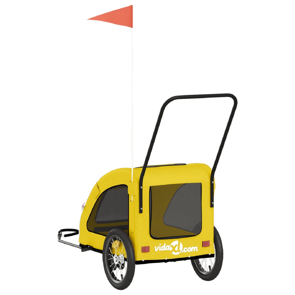 Pet Bike Trailer Yellow Oxford Fabric and Iron