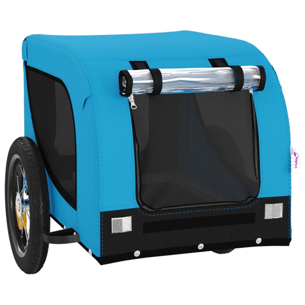 Pet Bike Trailer Blue and Black Oxford Fabric and Iron