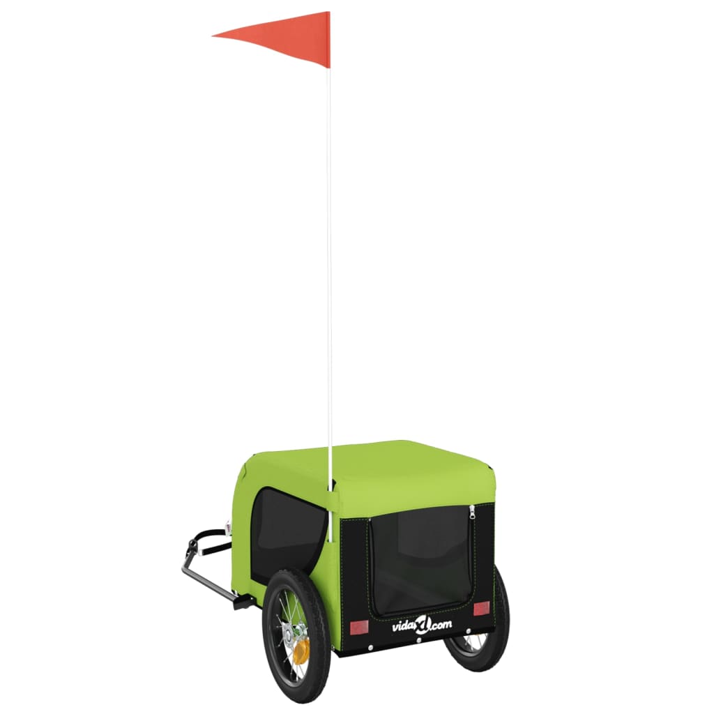 Pet Bike Trailer Green and Black Oxford Fabric and Iron