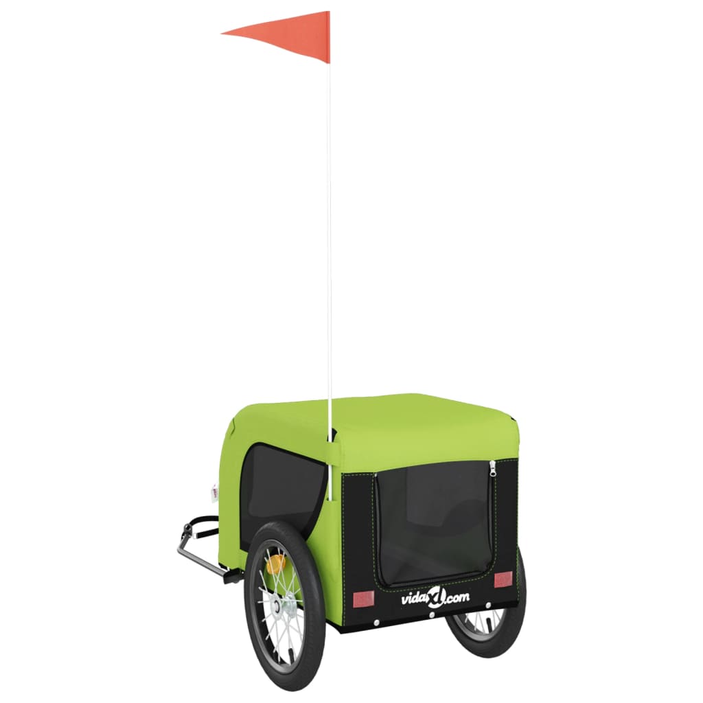Pet Bike Trailer Green and Black Oxford Fabric and Iron