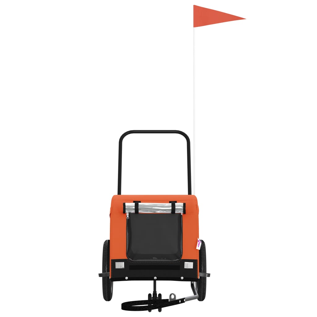 Pet Bike Trailer Orange and Black Oxford Fabric and Iron