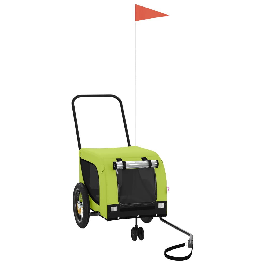 Pet Bike Trailer Green and Black Oxford Fabric and Iron