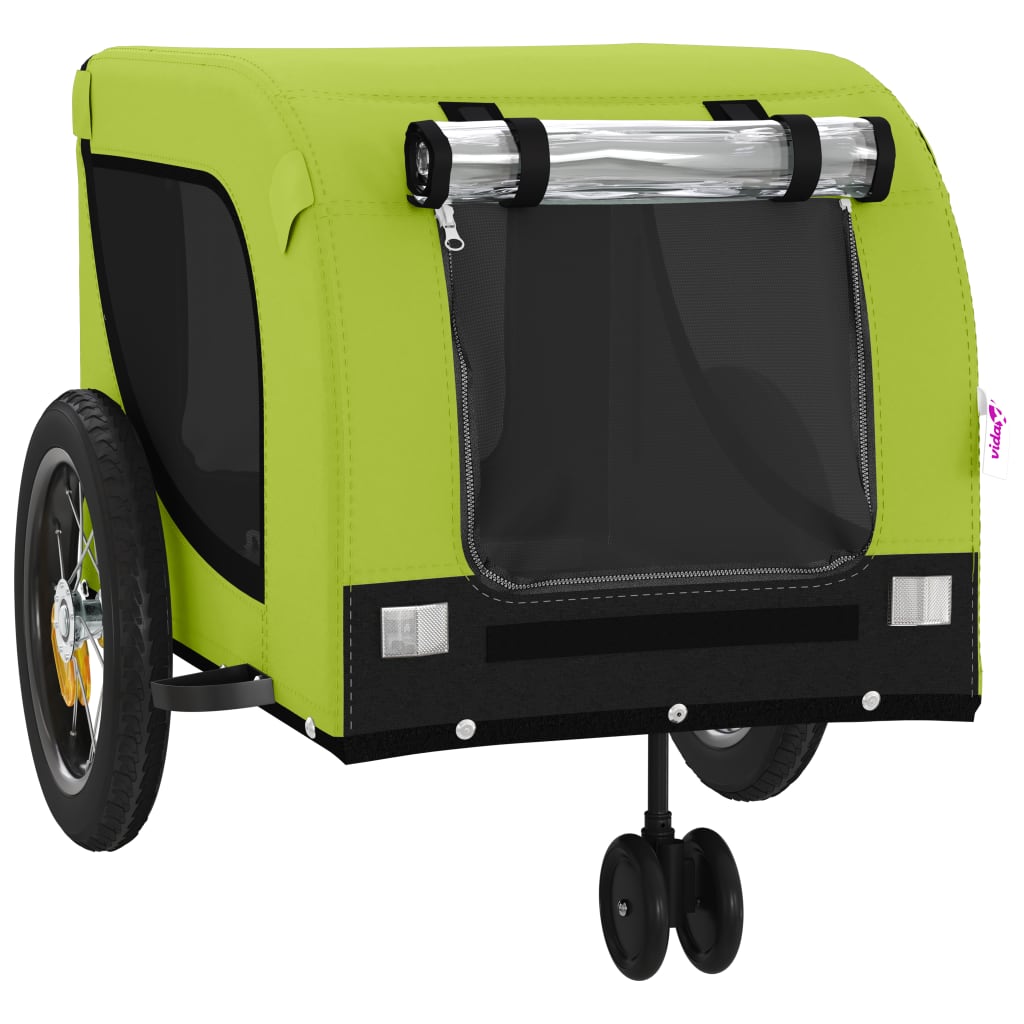 Pet Bike Trailer Green and Black Oxford Fabric and Iron