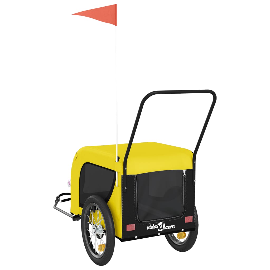 Pet Bike Trailer Yellow and Black Oxford Fabric and Iron