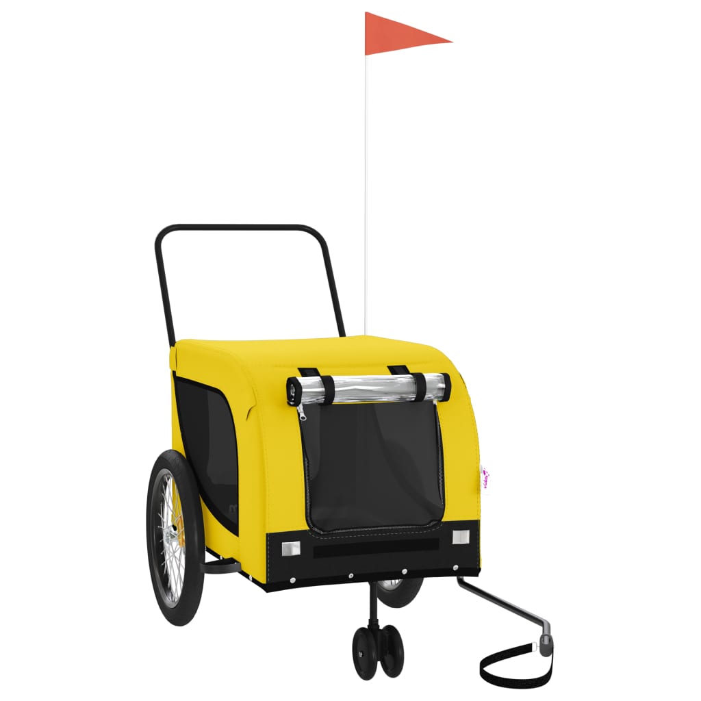 Pet Bike Trailer Yellow and Black Oxford Fabric and Iron