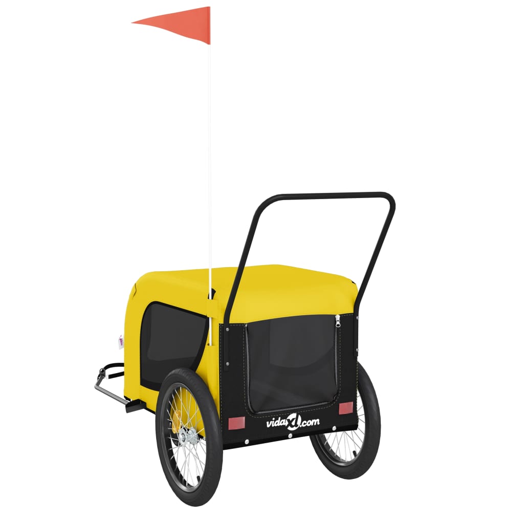 Pet Bike Trailer Yellow and Black Oxford Fabric and Iron