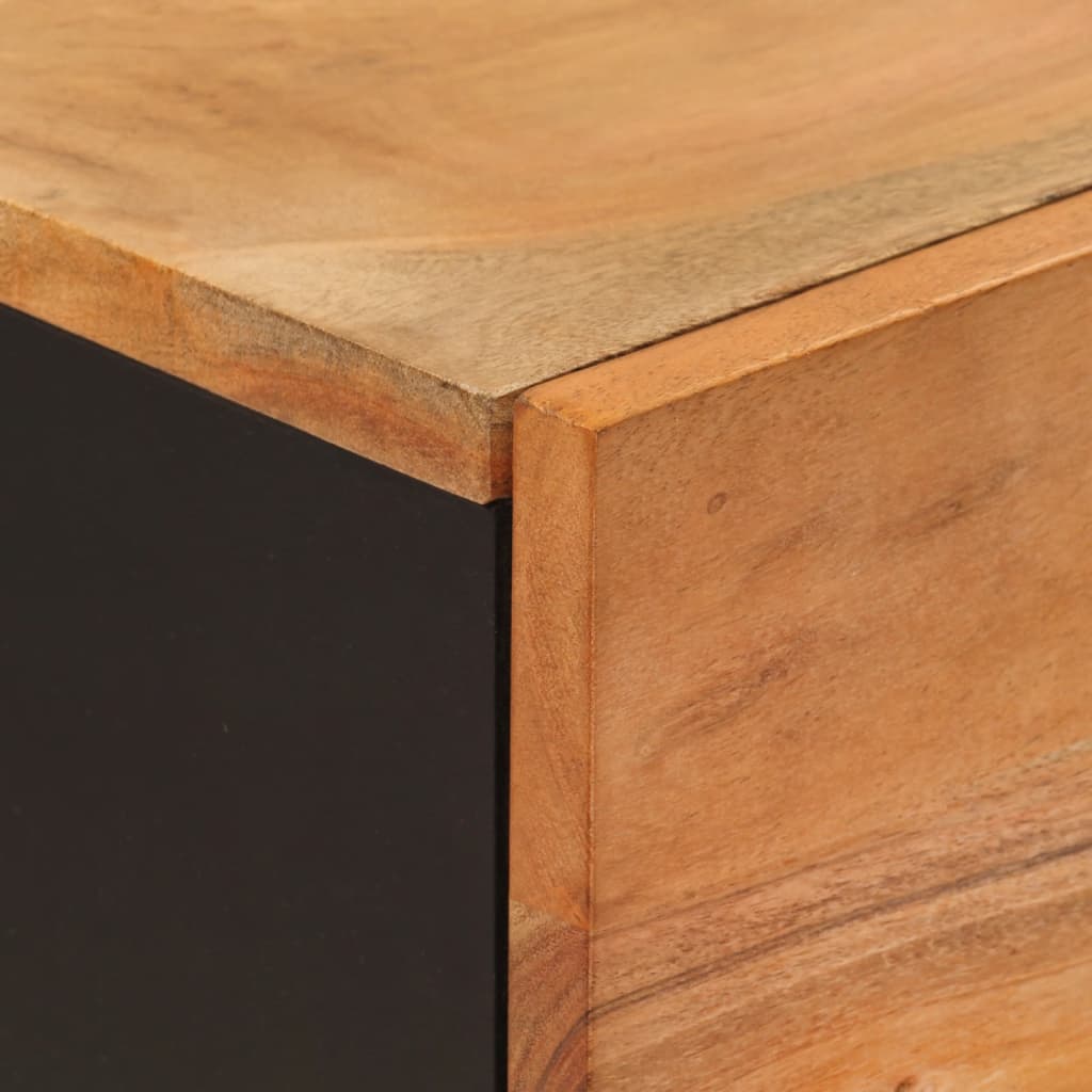 Highboard with 3 Doors 40x33x110 cm Solid Wood Acacia&Iron