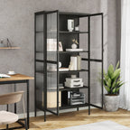 Highboard Black 85x40x180 cm Glass and Steel