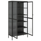 Highboard Black 85x40x180 cm Glass and Steel