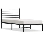 Metal Bed Frame without Mattress with Headboard Black 107x203cm