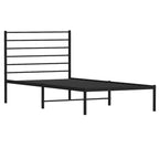 Metal Bed Frame without Mattress with Headboard Black 107x203cm