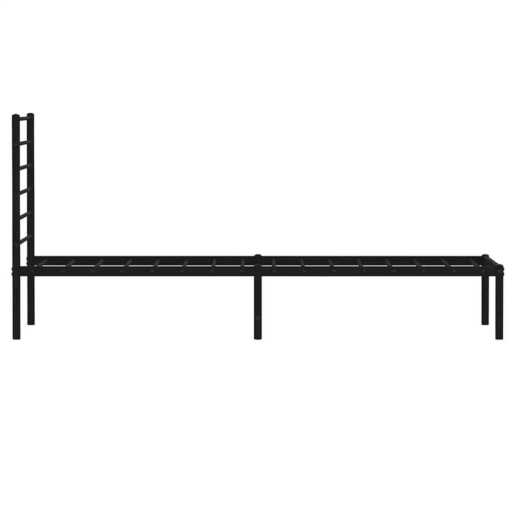 Metal Bed Frame without Mattress with Headboard Black 107x203cm