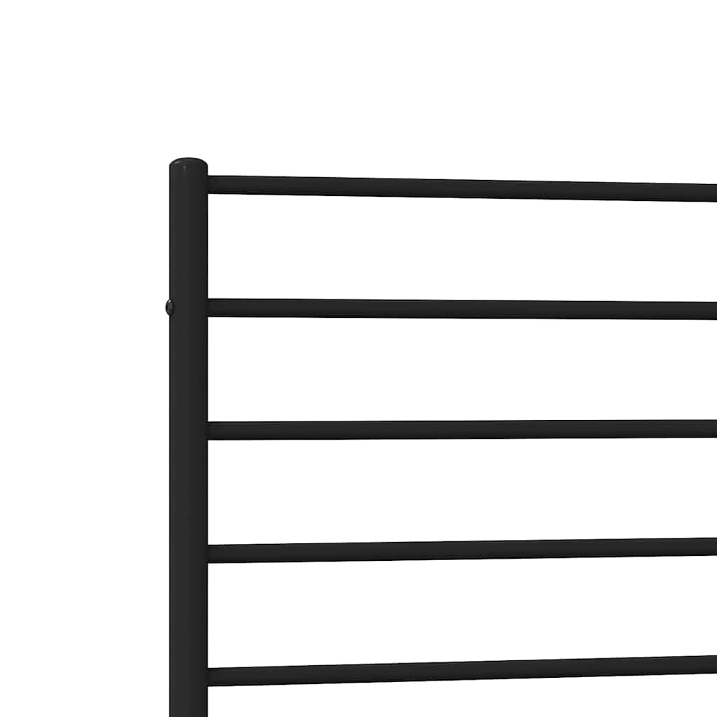 Metal Bed Frame without Mattress with Headboard Black 107x203cm