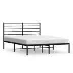 Metal Bed Frame without Mattress with Headboard Black 135x190cm