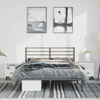 Metal Bed Frame without Mattress with Headboard Black 135x190cm