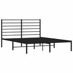 Metal Bed Frame without Mattress with Headboard Black 135x190cm