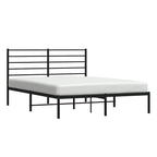 Metal Bed Frame without Mattress with Headboard Black 135x190cm