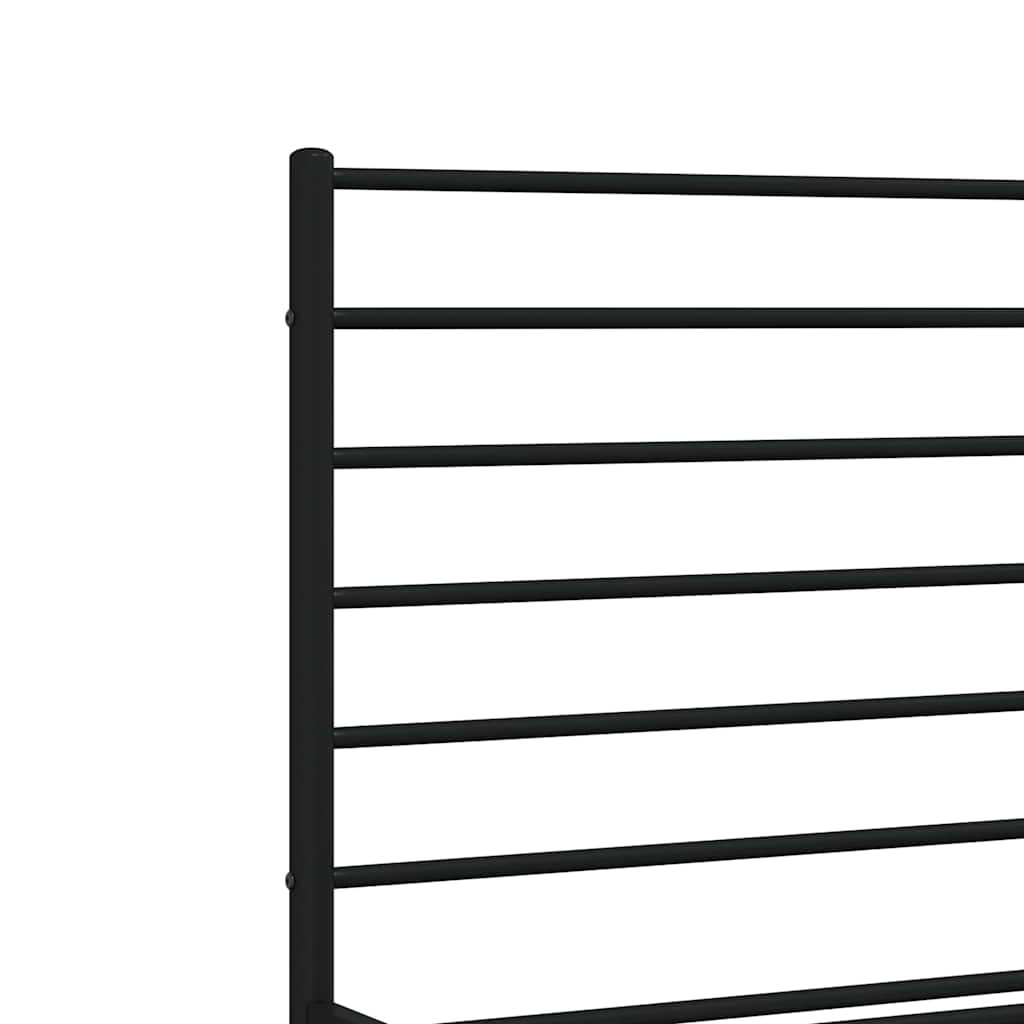 Metal Bed Frame without Mattress with Headboard Black 135x190cm