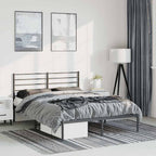 Metal Bed Frame without Mattress with Headboard Black 135x190cm