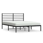Metal Bed Frame without Mattress with Headboard Black 140x200cm