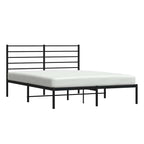 Metal Bed Frame without Mattress with Headboard Black 140x200cm