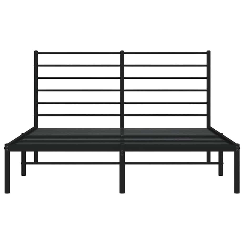 Metal Bed Frame without Mattress with Headboard Black 140x200cm